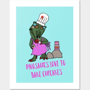 Cupcake Baking T-Rex Dinosaur! Posters and Art